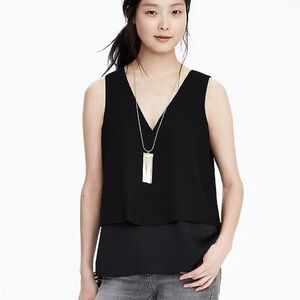 Banana Republic Black Tiered Vee Blouse
